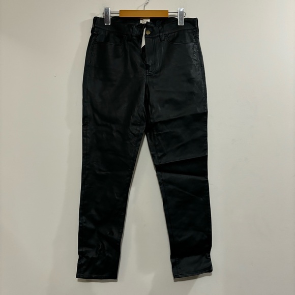 J. Crew black faux leather straight leg pants 29 nwt - Picture 1 of 4